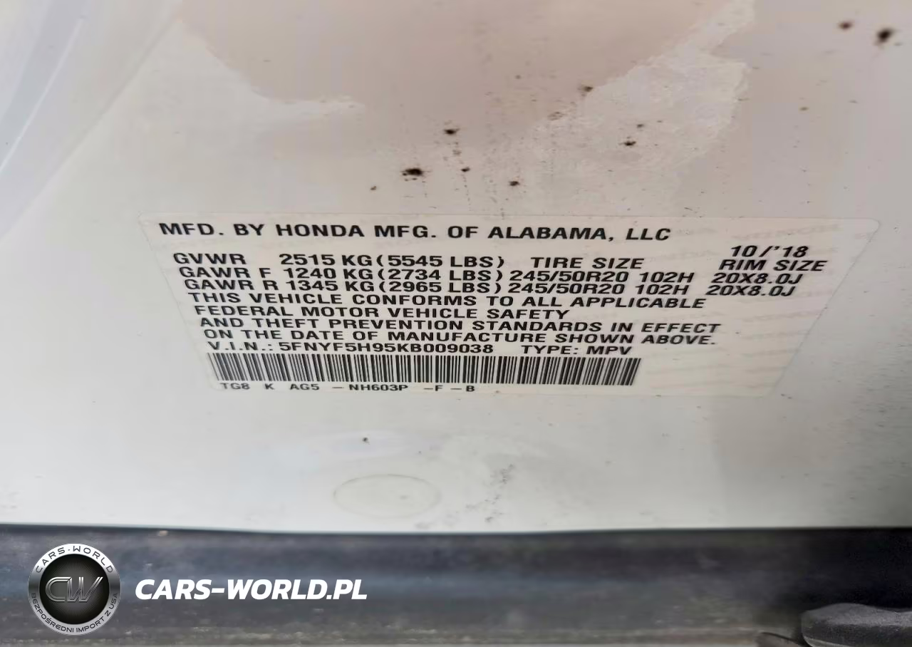 2019 Honda Pilot Touring VIN:5FNYF5H95KB009038 - 13