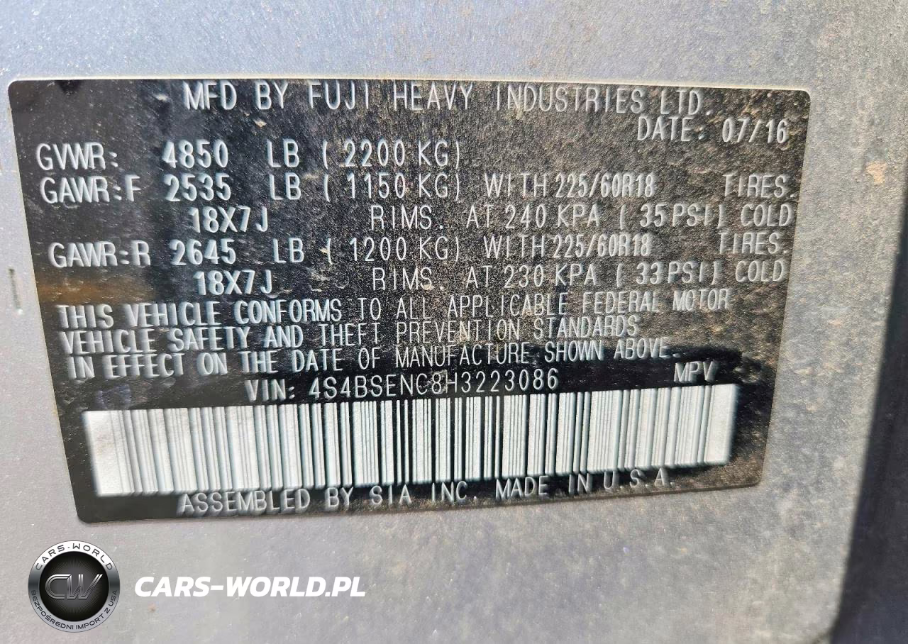 2017 Subaru Outback 3.6R Limited VIN:4S4BSENC8H3223086 - 13