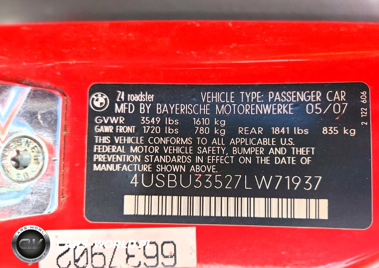 2007 BMW Z4 3.0 VIN:4USBU33527LW71937 - 12