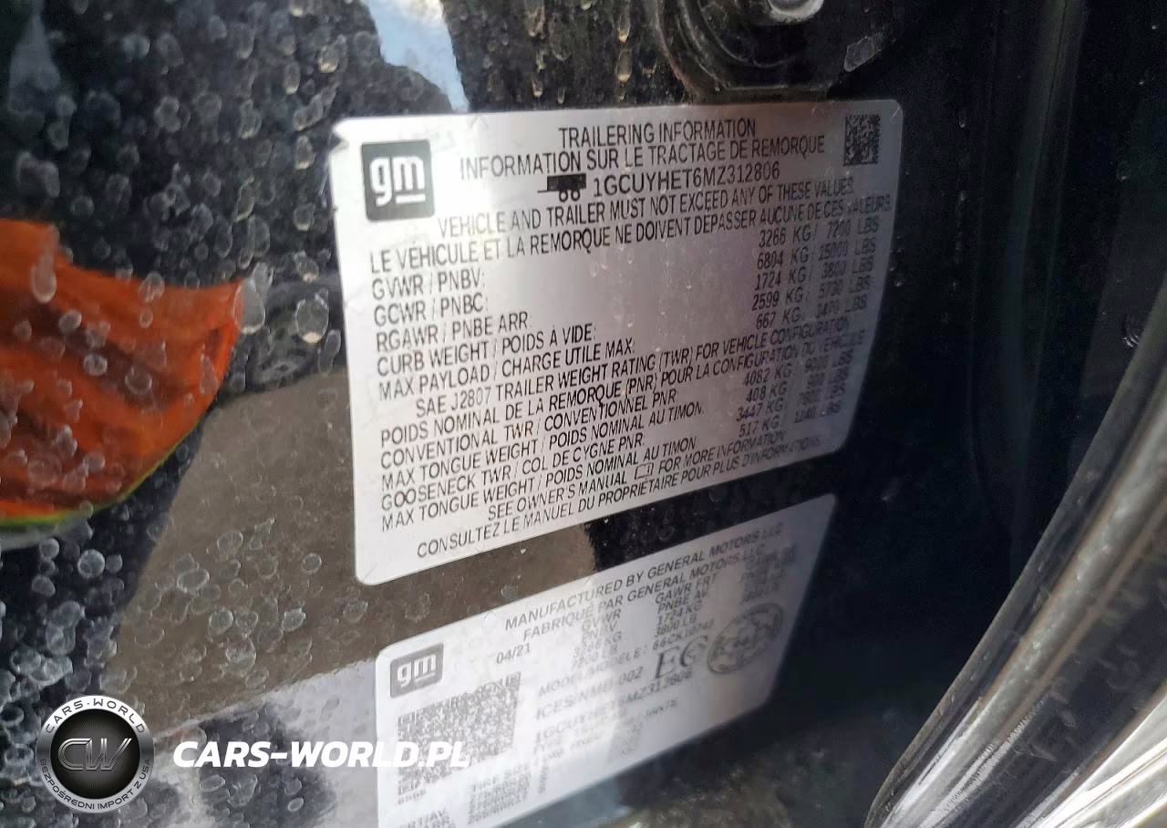 2021 Chevrolet Silverado K1500 High Country VIN:1GCUYHET6MZ312806 - 12