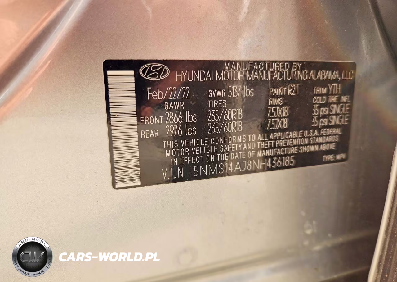 2022 Hyundai Santa Fe Se VIN:5NMS14AJ8NH436185 - 12