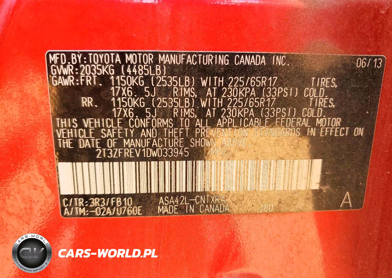 2013 Toyota Rav4 Le VIN:2T3ZFREV1DW033945 - 13