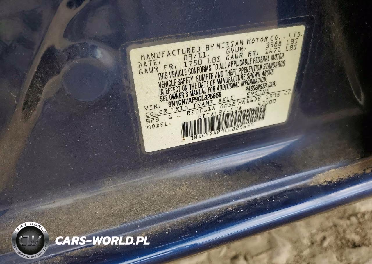 2012 Nissan Versa 1.6 S VIN:3N1CN7AP9CL825659 - 12