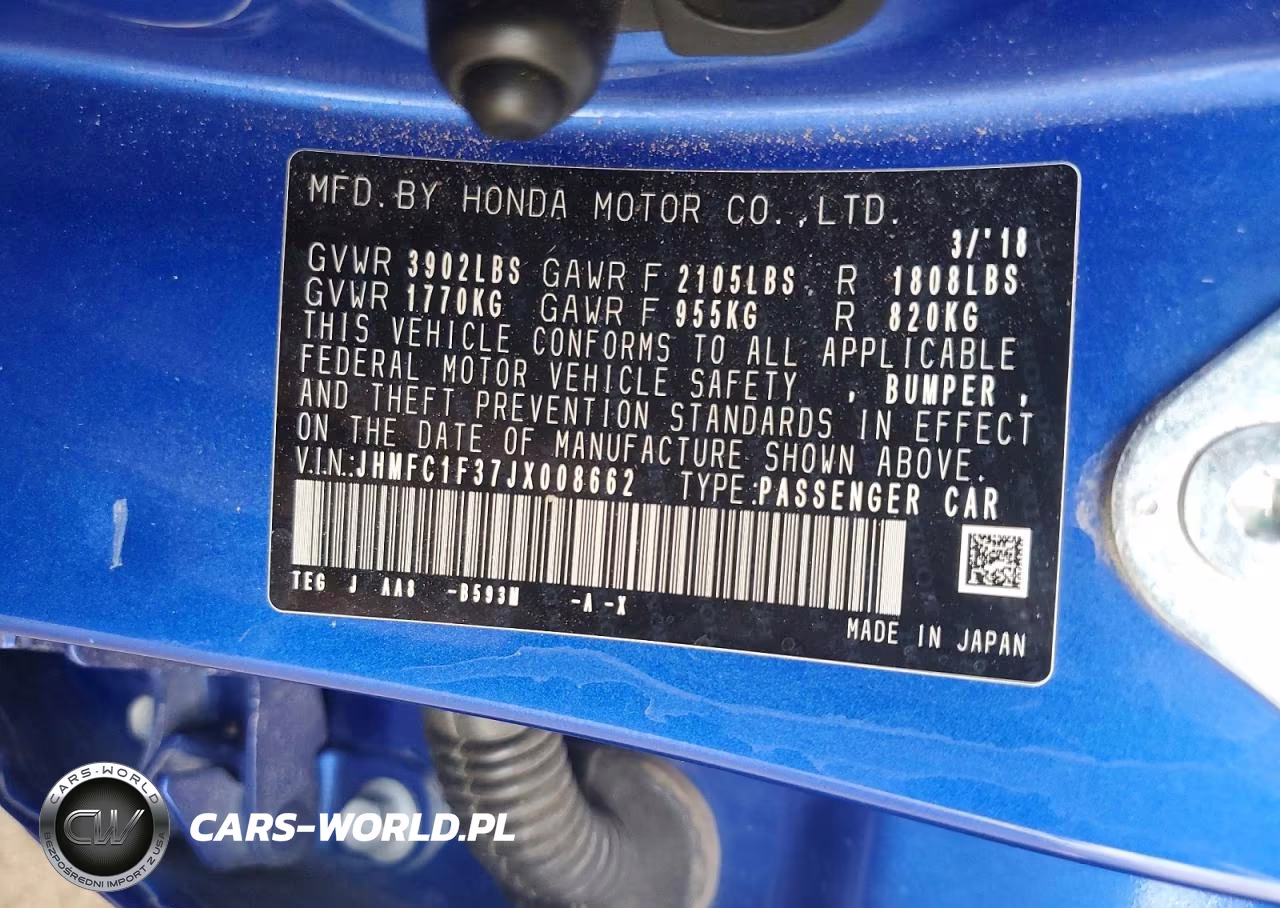 2018 Honda Civic Ex VIN:JHMFC1F37JX008662 - 12