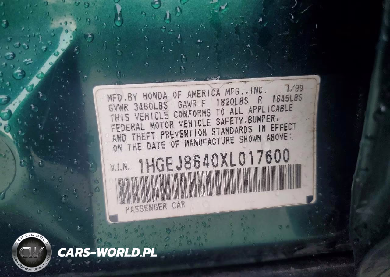 1999 Honda Civic Ex VIN:1HGEJ8640XL017600 - 12