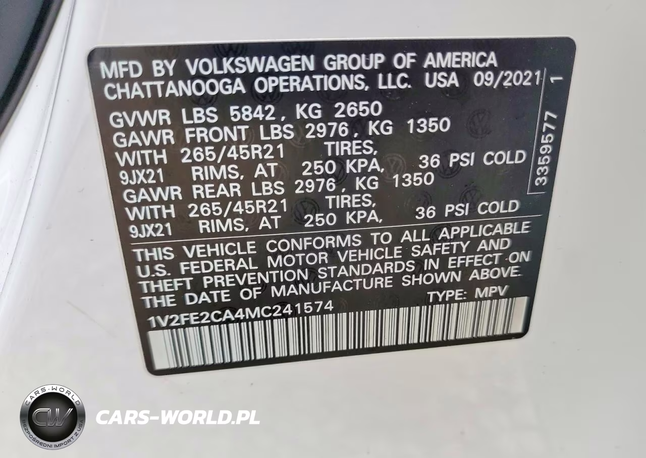 2021 Volkswagen Atlas Cross Sport Sel Premium R-Line VIN:1V2FE2CA4MC241574 - 13