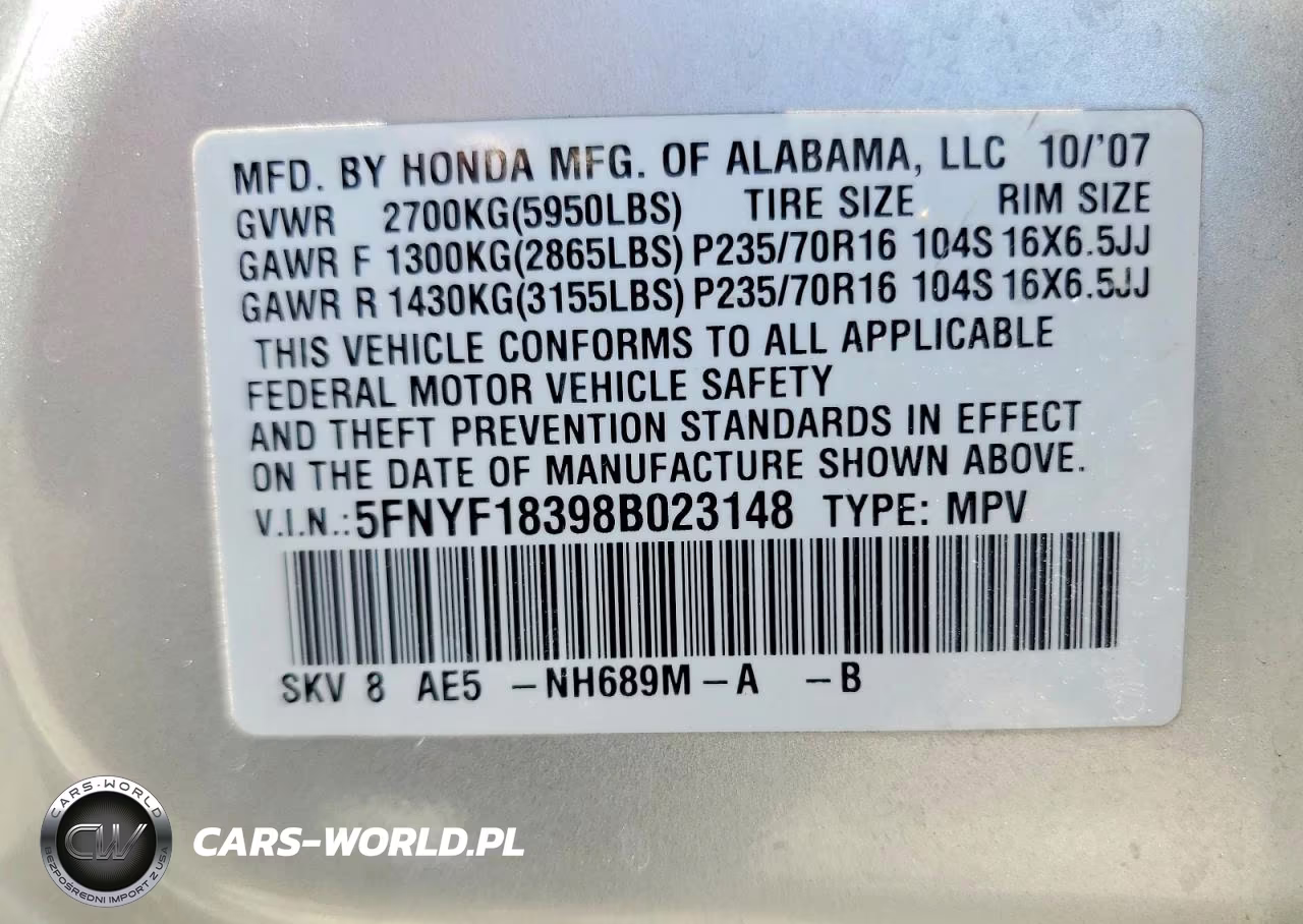 2008 Honda Pilot Se VIN:5FNYF18398B023148 - 13