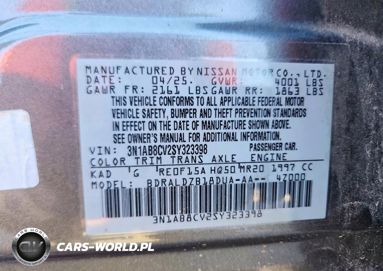 2025 Nissan Sentra Sv VIN:3N1AB8CV2SY323398 - 12