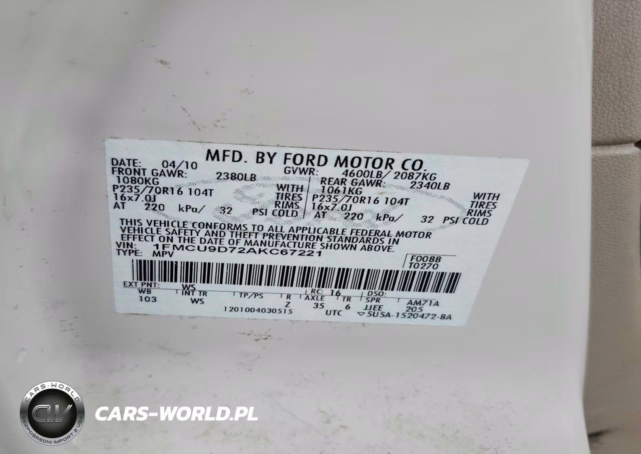 2010 Ford Escape Xlt VIN:1FMCU9D72AKC67221 - 12