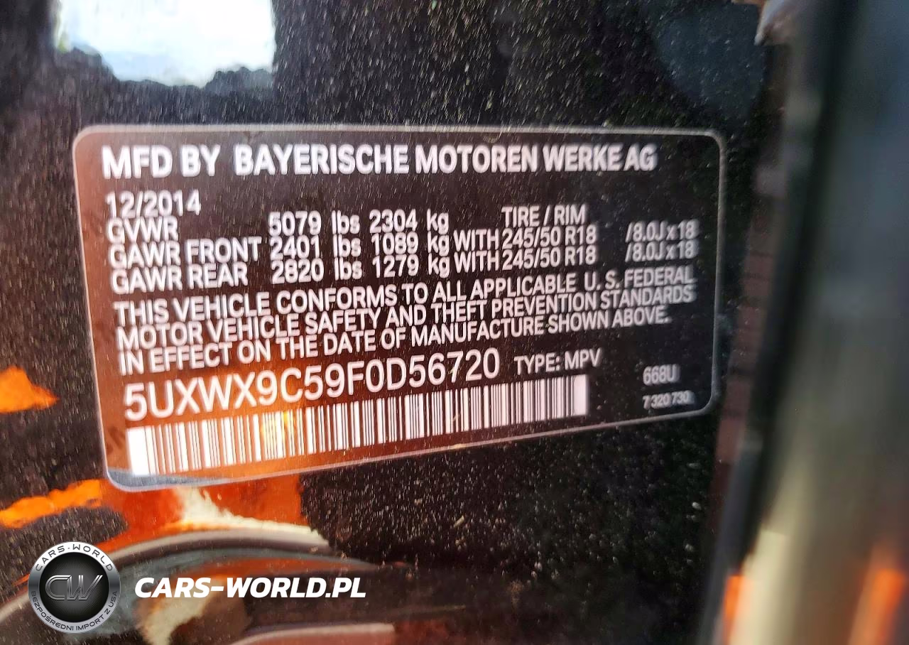 2015 BMW X3 xDrive28I VIN:5UXWX9C59F0D56720 - 13