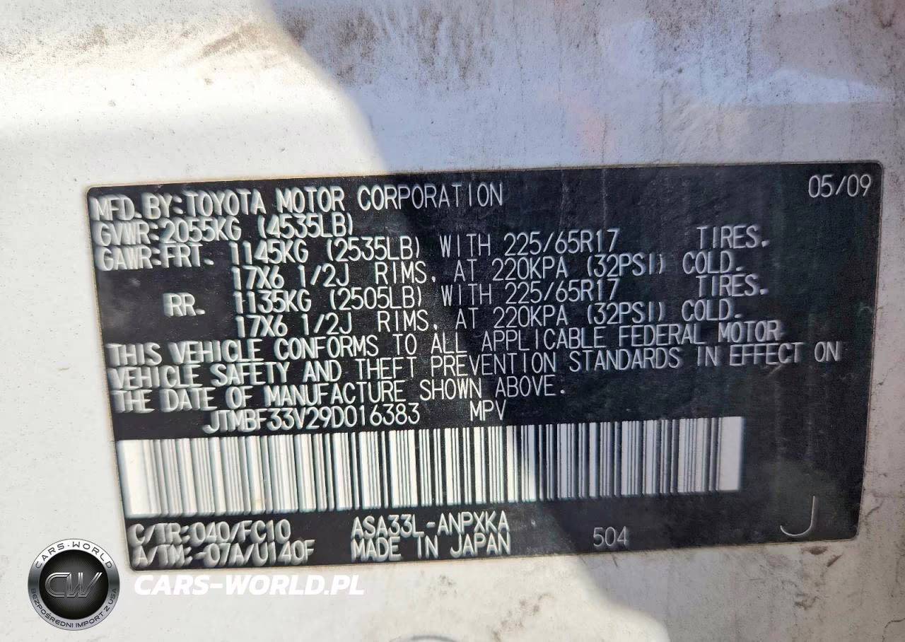 2009 Toyota Rav4 Base VIN:JTMBF33V29D016383 - 13