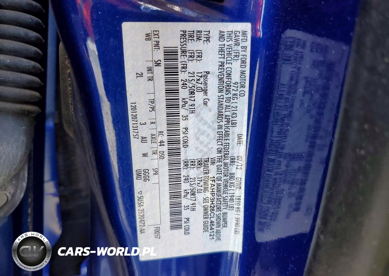 2012 Ford Focus Sel VIN:1FAHP3H28CL464121 - 12