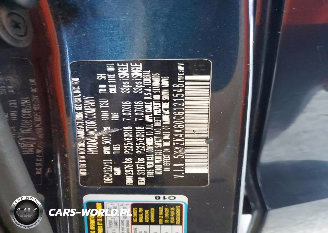 2012 Hyundai Santa Fe Limited VIN:5XYZK4AG0CG121548 - 12