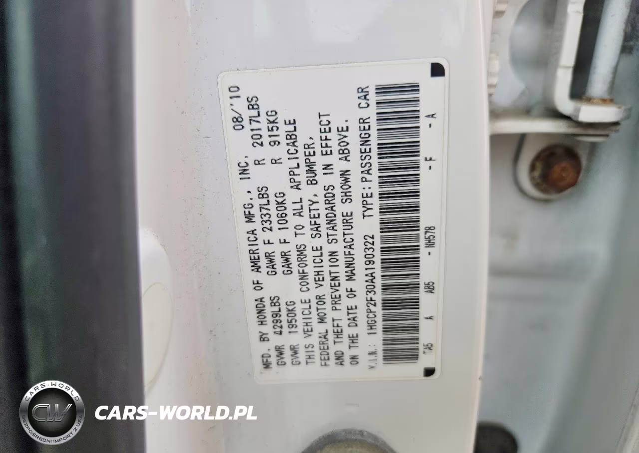 2010 Honda Accord Lx VIN:1HGCP2F30AA190322 - 12