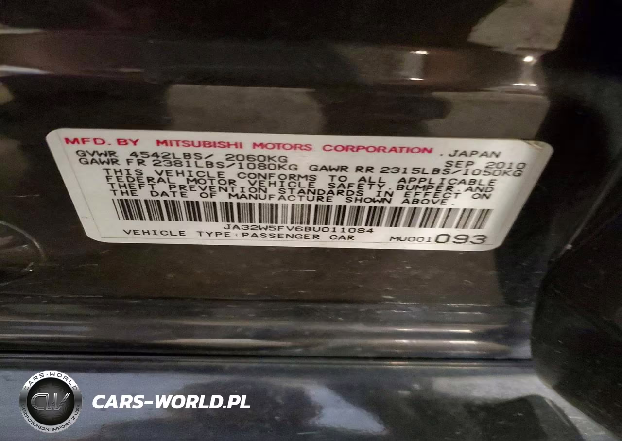 2011 Mitsubishi Lancer Evolution Mr VIN:JA32W5FV6BU011084 - 12