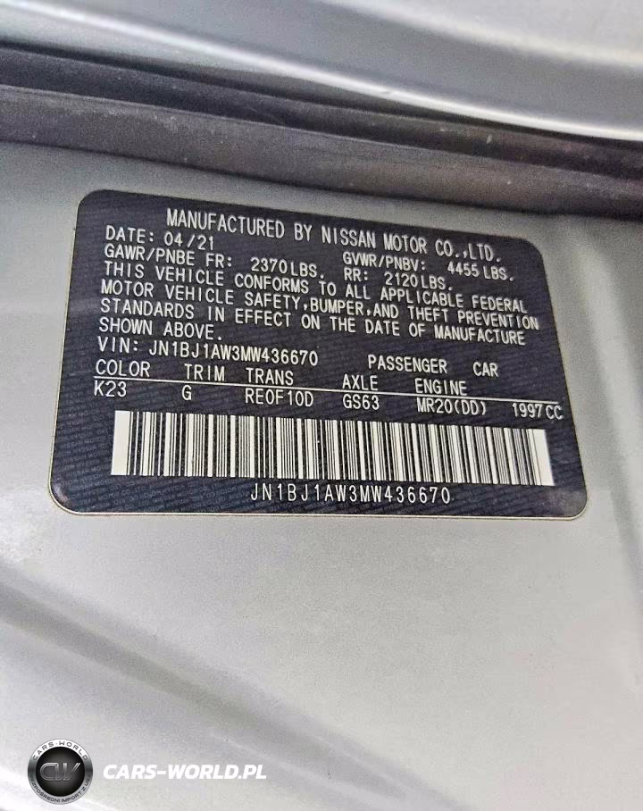 2021 Nissan Rogue Sport S VIN:JN1BJ1AW3MW436670 - 13
