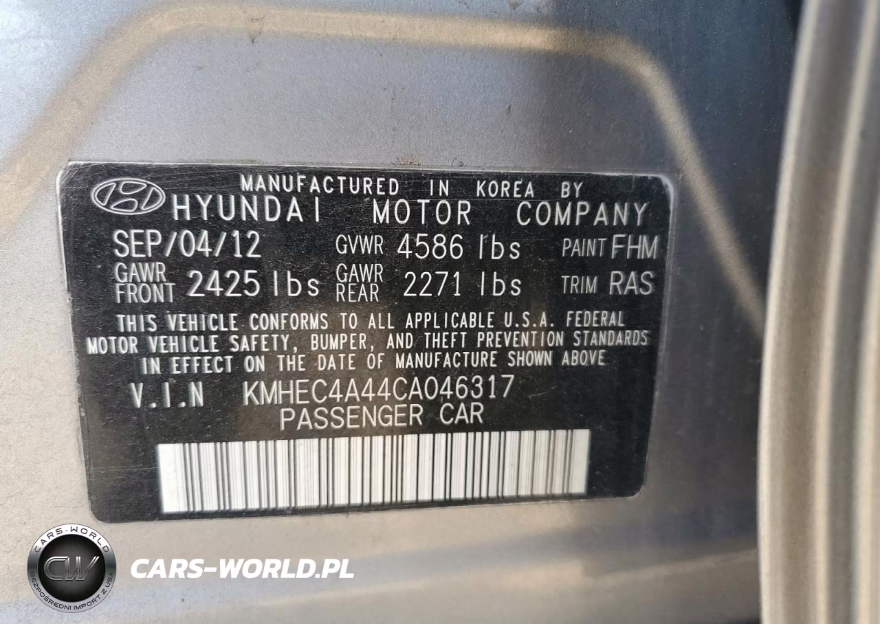 2012 Hyundai Sonata Hybrid VIN:KMHEC4A44CA046317 - 12