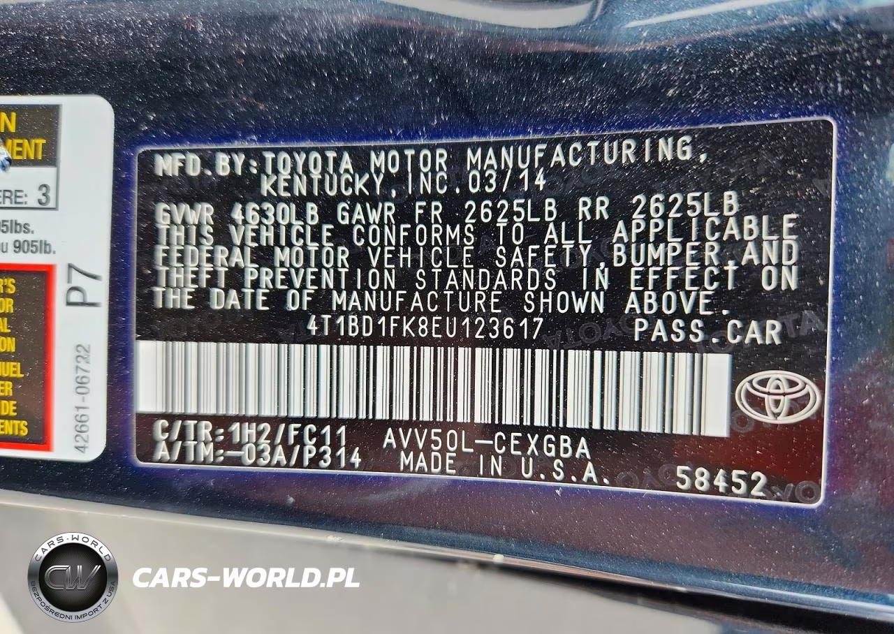 2014 Toyota Camry Hybrid VIN:4T1BD1FK8EU123617 - 12