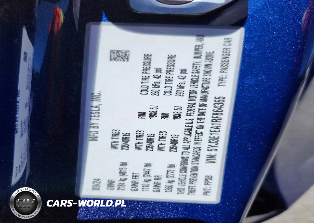 2024 Tesla Model 3 VIN:5YJ3E1EA1RF864365 - 13