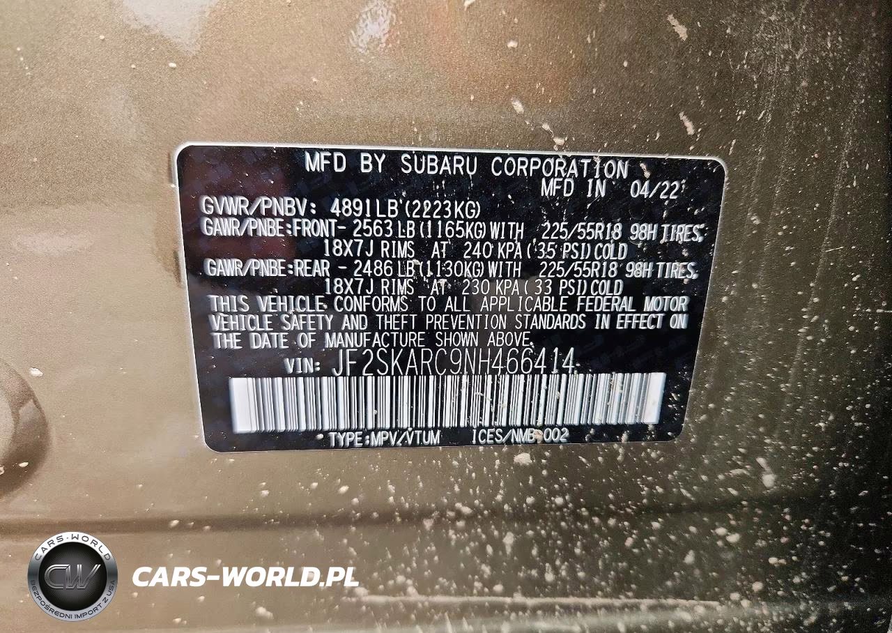 2022 Subaru Forester Touring VIN:JF2SKARC9NH466414 - 14