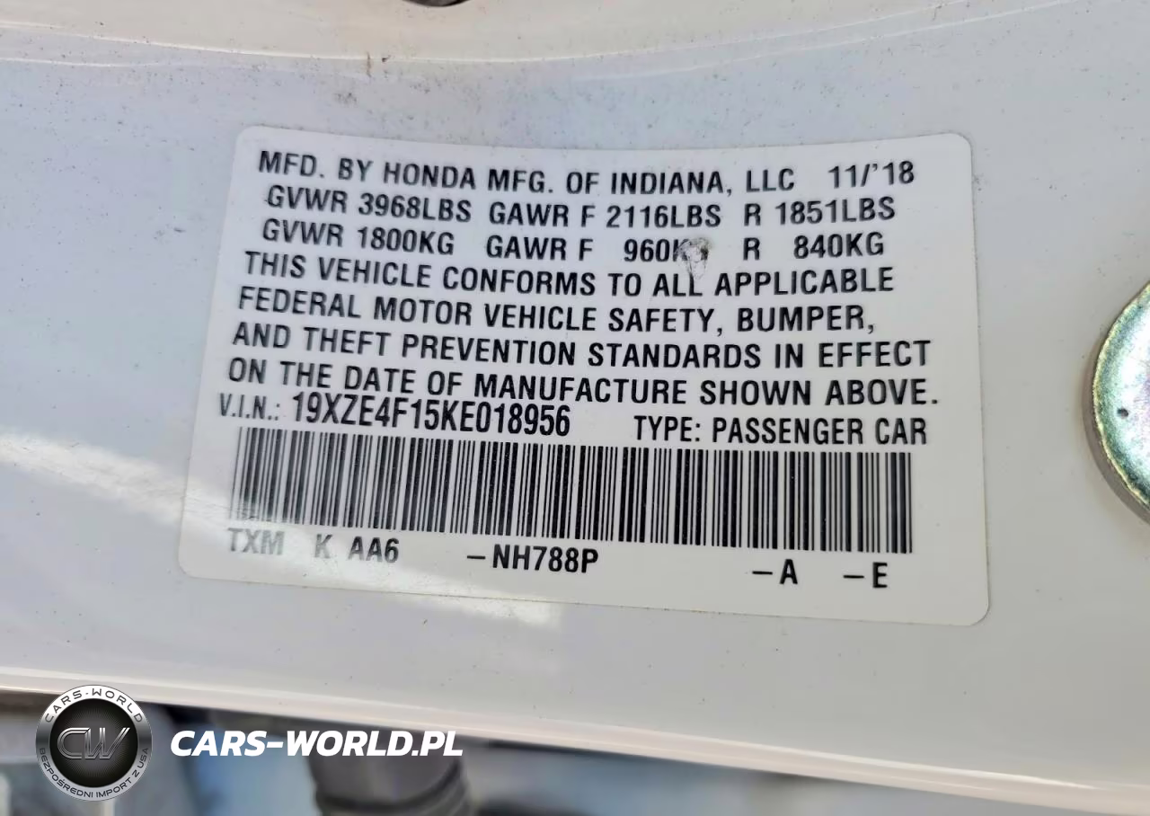 2019 Honda Insight Lx VIN:19XZE4F15KE018956 - 12
