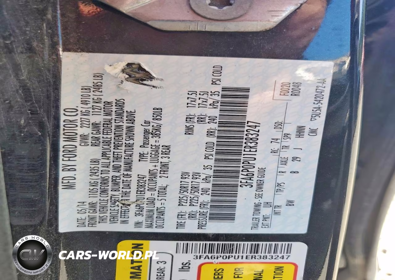 2014 Ford Fusion Se Phev VIN:3FA6P0PU1ER383247 - 12