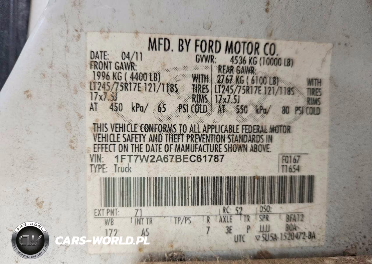 2011 Ford F250 Super Duty VIN:1FT7W2A67BEC61787 - 12