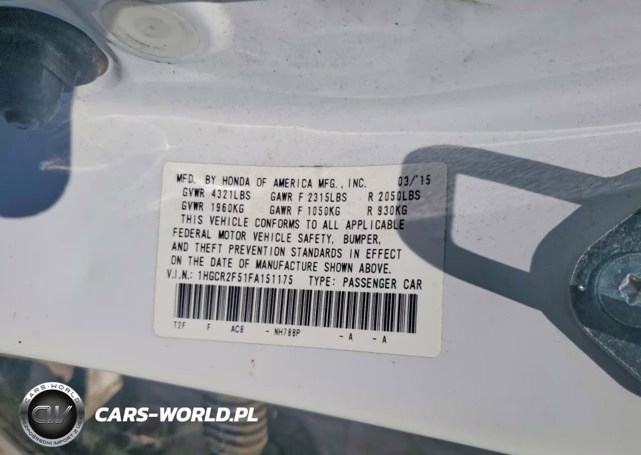 2015 Honda Accord Sport VIN:1HGCR2F51FA151175 - 12