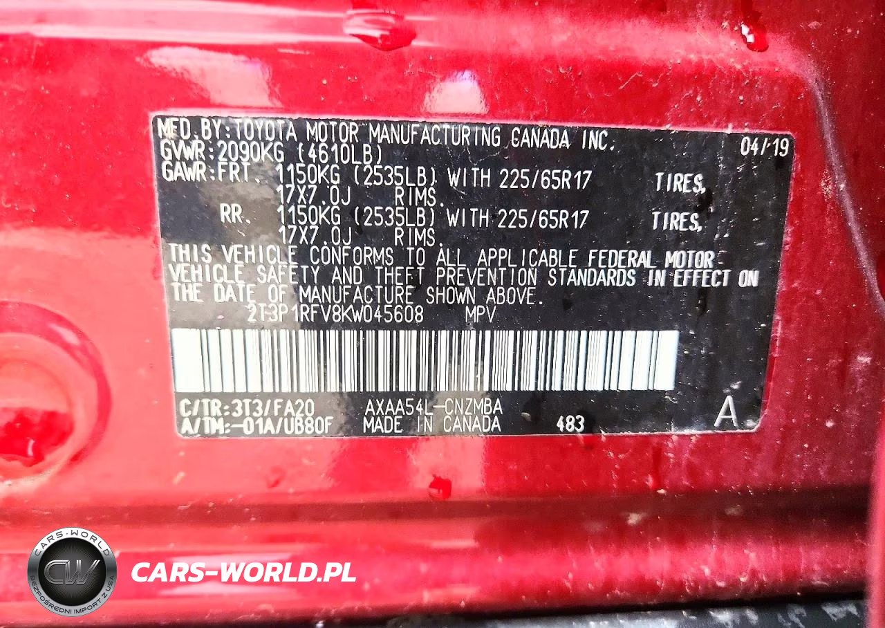 2019 Toyota Rav4 Xle VIN:2T3P1RFV8KW045608 - 13