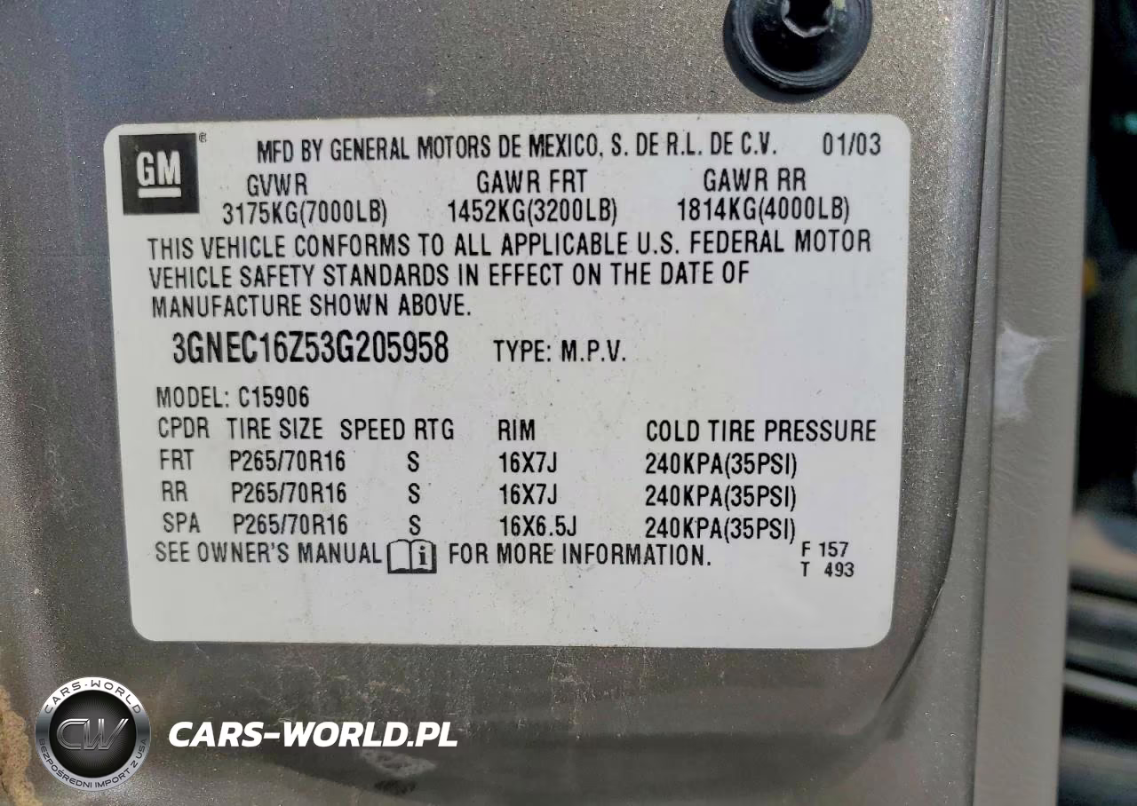 2003 Chevrolet Suburban C1500 VIN:3GNEC16Z53G205958 - 13