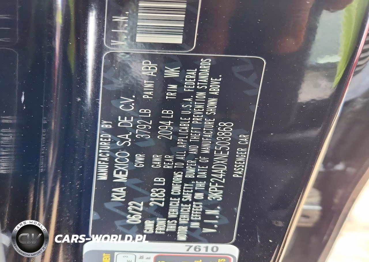 2022 Kia Forte Lxs VIN:3KPF24ADXNE503868 - 12