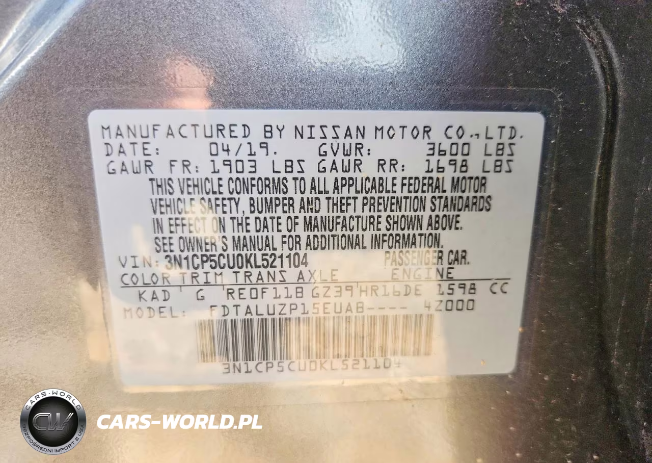2019 Nissan Kicks Sr VIN:3N1CP5CU0KL521104 - 13