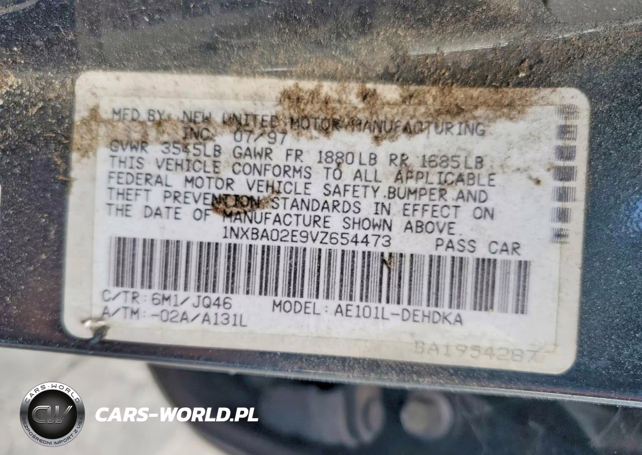 1997 Toyota Corolla Base VIN:1NXBA02E9VZ654473 - 12