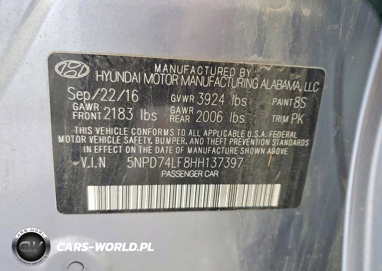 2017 Hyundai Elantra Se VIN:5NPD74LF8HH137397 - 12