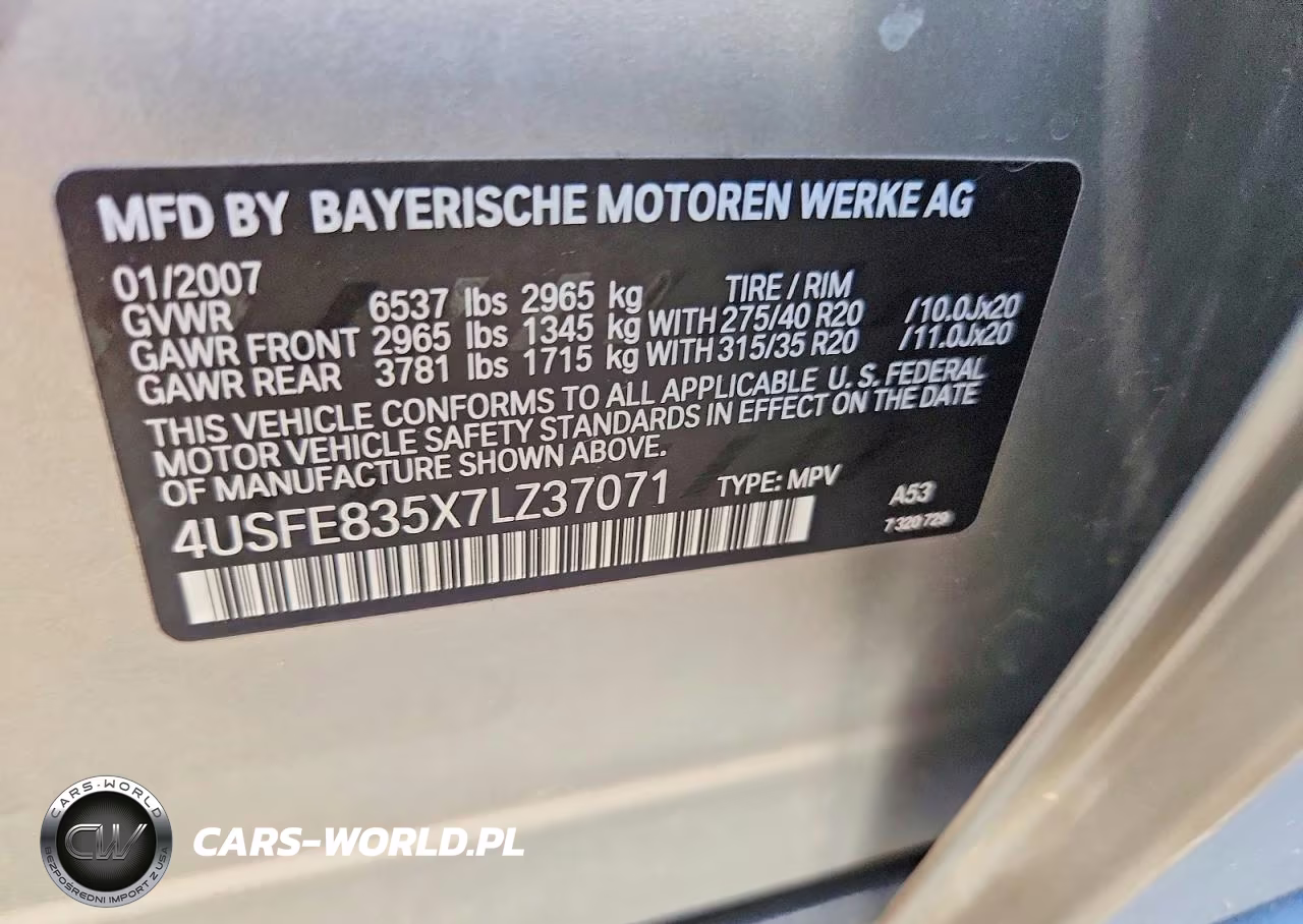 2007 BMW X5 4.8I VIN:4USFE835X7LZ37071 - 12