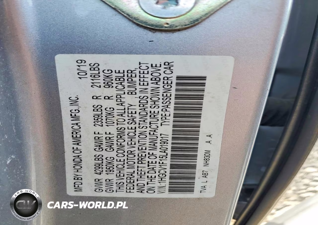 2020 Honda Accord Lx VIN:1HGCV1F15LA019017 - 13