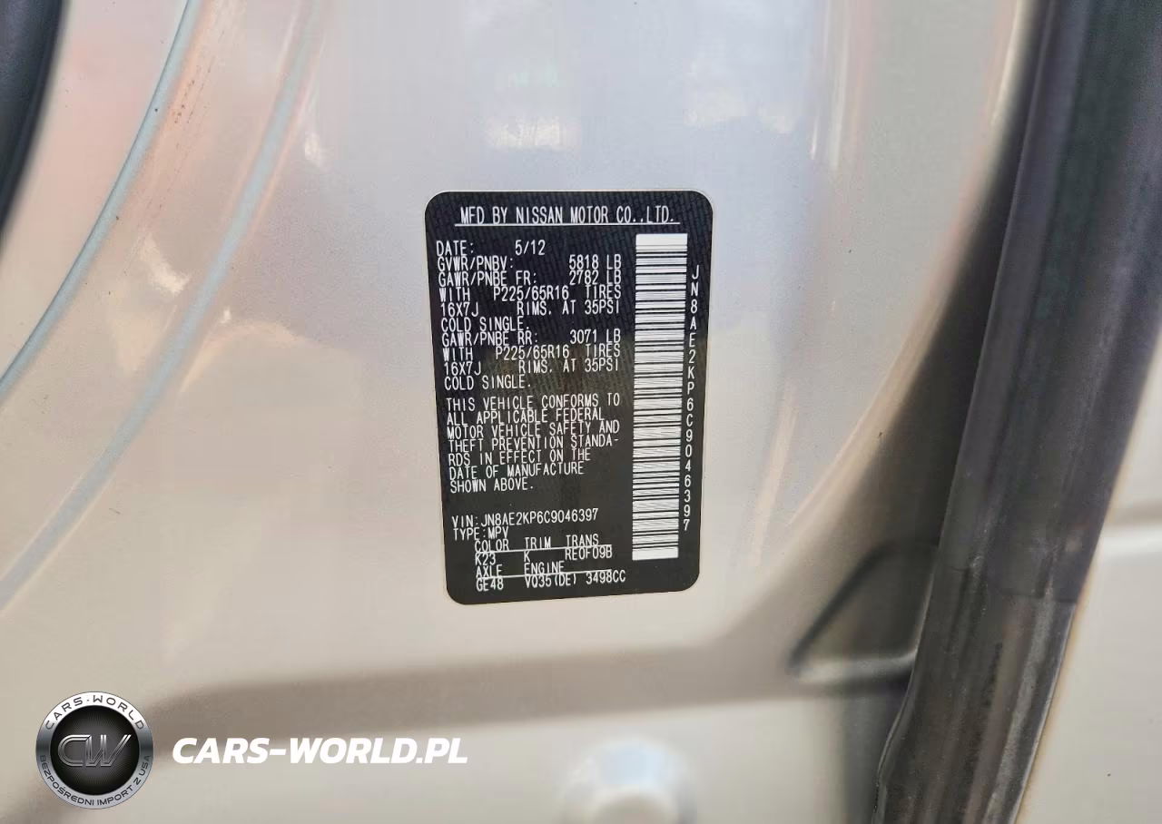 2012 Nissan Quest 3.5 S VIN:JN8AE2KP6C9046397 - 12