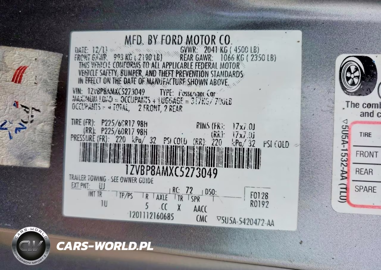2012 Ford Mustang VIN:1ZVBP8AMXC5273049 - 12