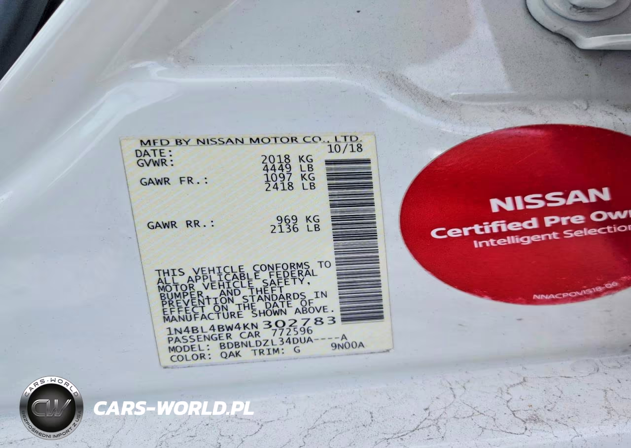 2019 Nissan Altima S VIN:1N4BL4BW4KN302783 - 12