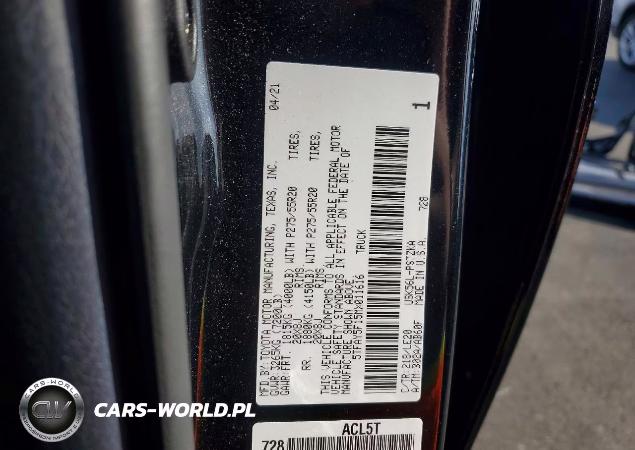 2021 Toyota Tundra Platinum VIN:5TFAY5F15MX011616 - 13