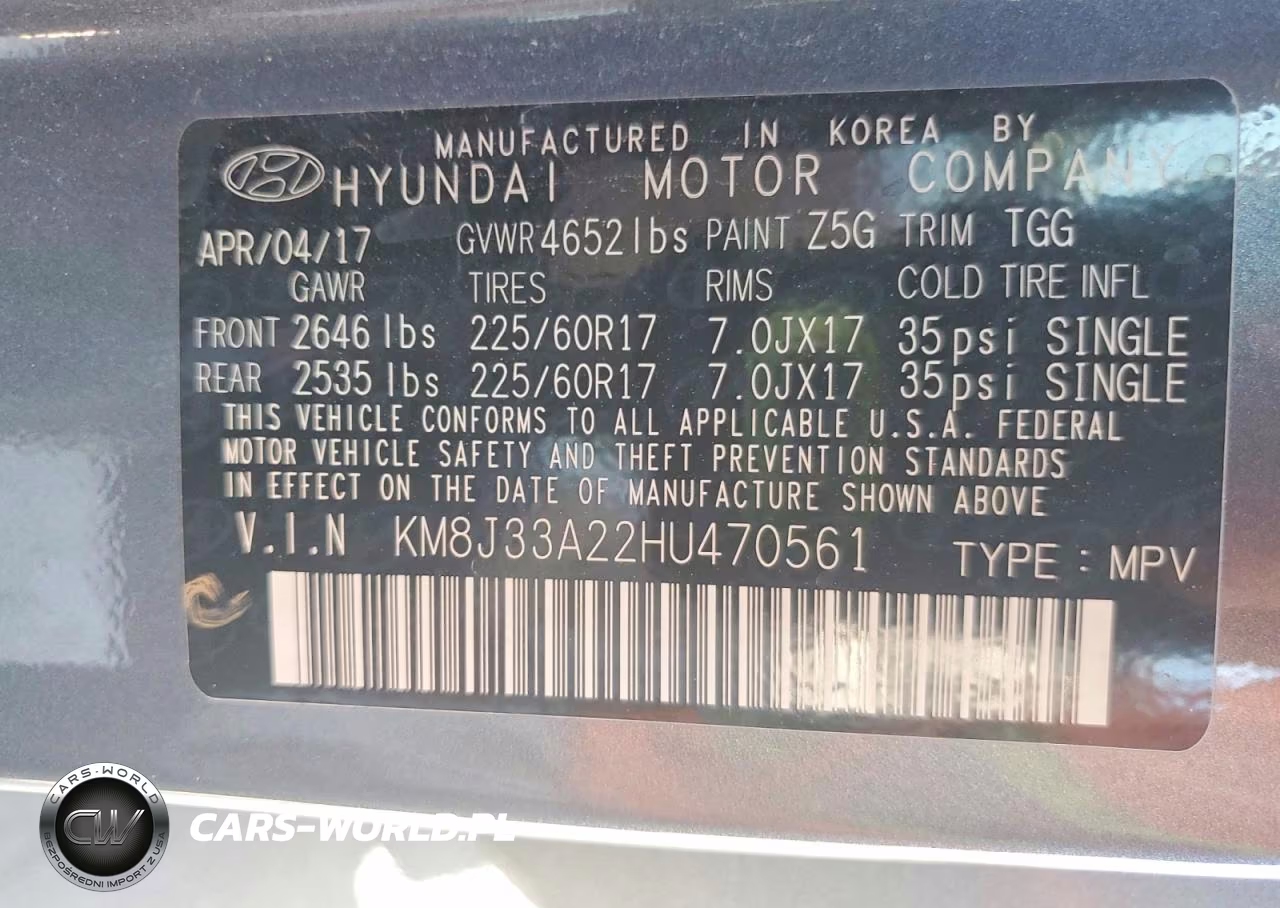 2017 Hyundai Tucson Eco VIN:KM8J33A22HU470561 - 13