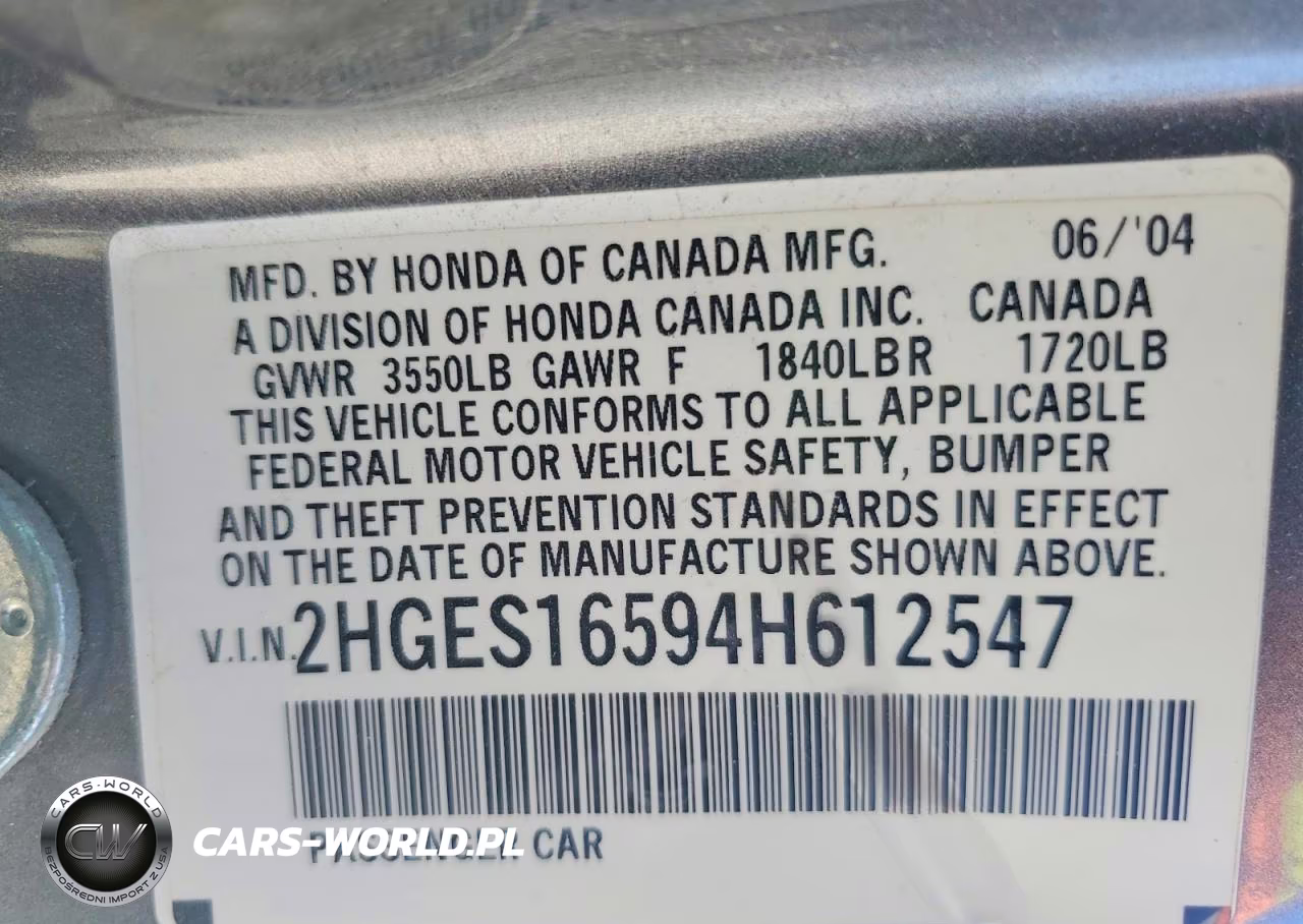 2004 Honda Civic Lx VIN:2HGES16594H612547 - 12