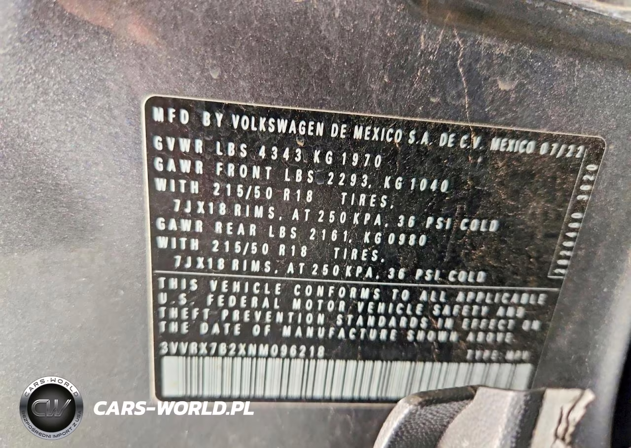 2022 Volkswagen Taos Se VIN:3VVRX7B2XNM096218 - 14