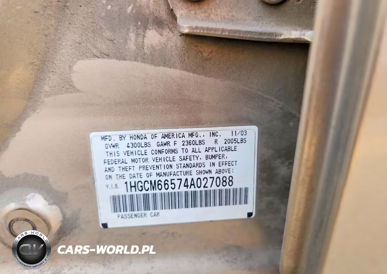 2004 Honda Accord Ex VIN:1HGCM66574A027088 - 13