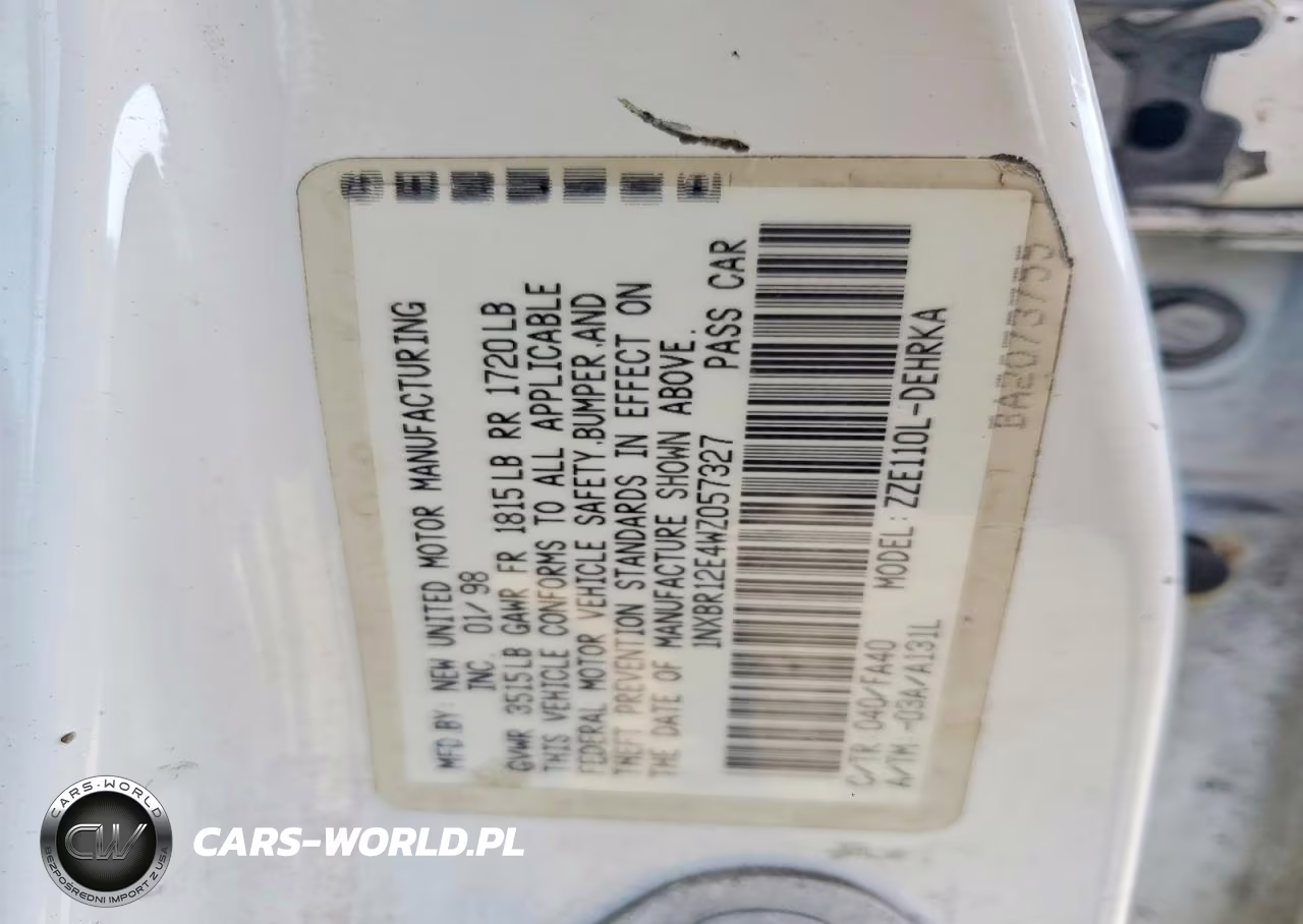 1998 Toyota Corolla Ve VIN:1NXBR12E4WZ057327 - 12