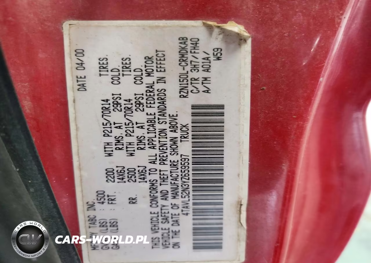 2000 Toyota Tacoma Base VIN:4TAVL52N3YZ659597 - 12
