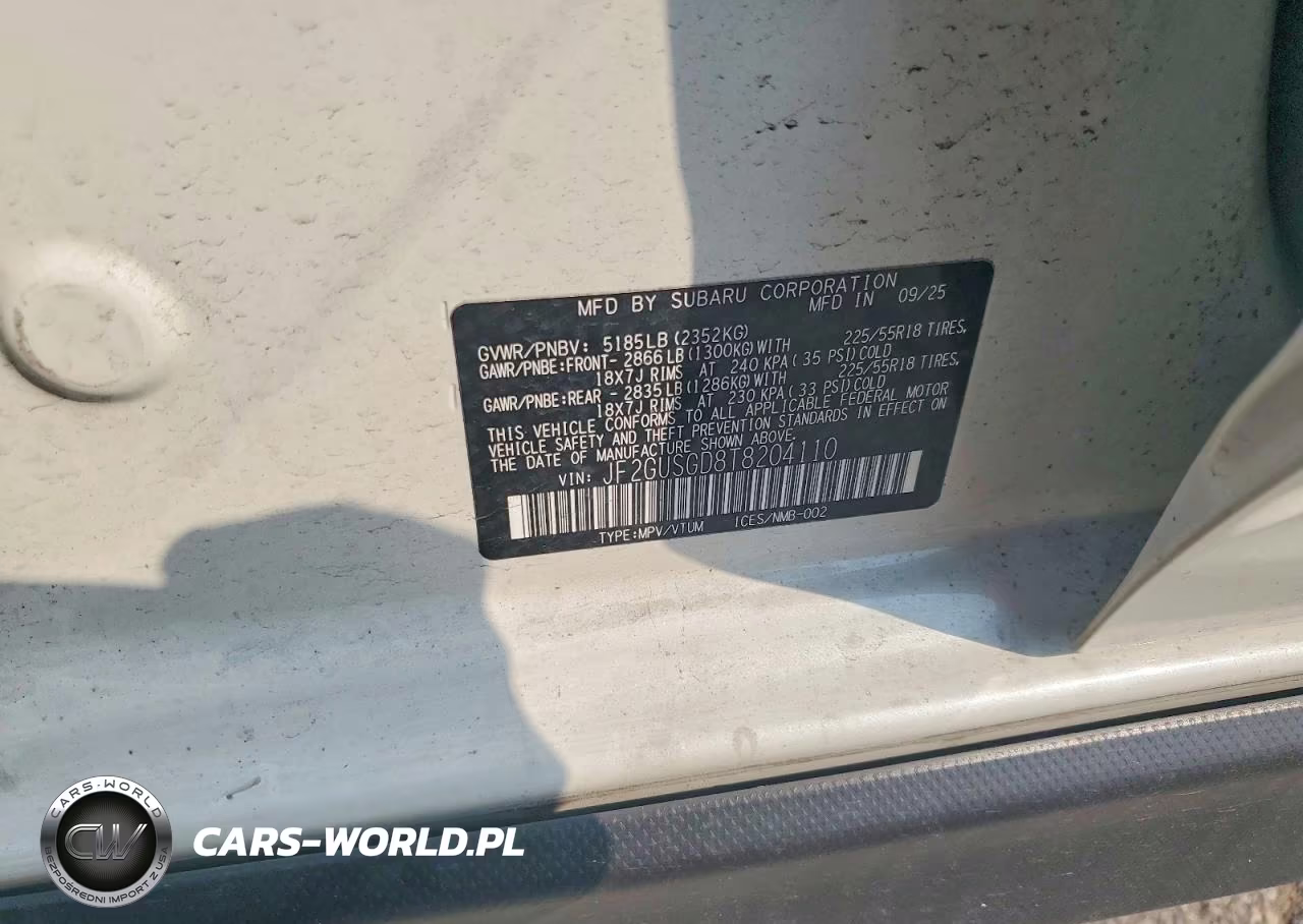 2026 Subaru Crosstrek Sport VIN:JF2GUSGD8T8204110 - 12