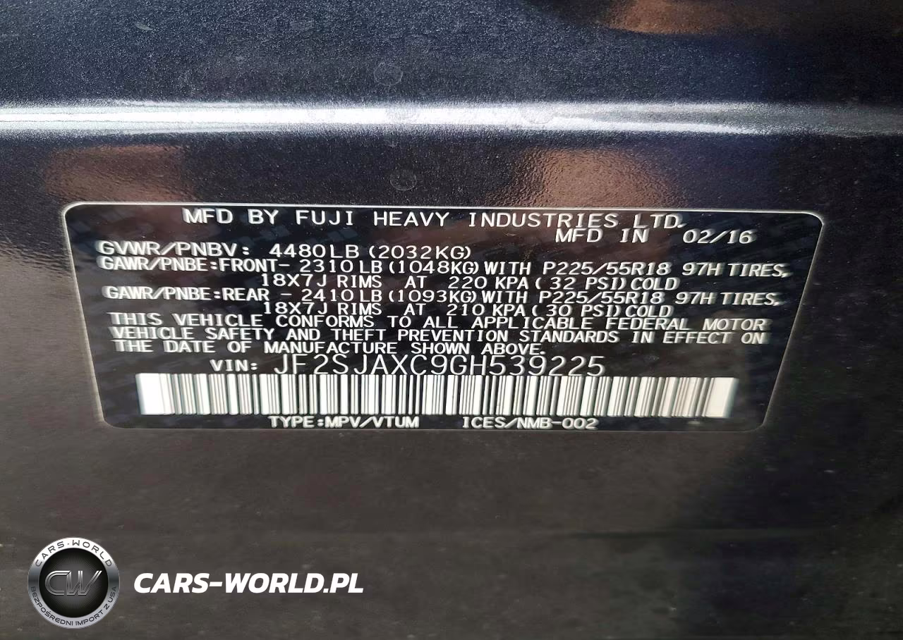 2016 Subaru Forester 2.5I Touring VIN:JF2SJAXC9GH539225 - 13