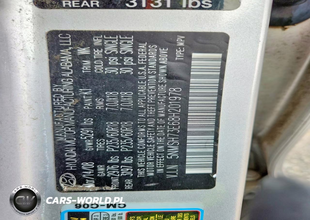 2008 Hyundai Santa Fe Se VIN:5NMSH73E68H201978 - 14