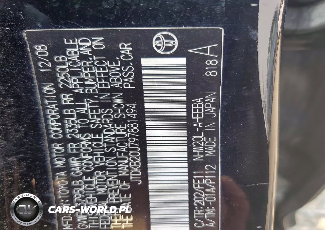 2009 Toyota Prius Base VIN:JTDKB20U797881494 - 12